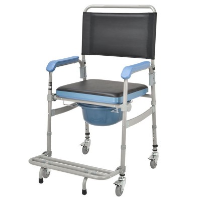 卫宜康带轮坐便椅子老人坐便器轮椅车移动马桶椅可折叠坐便凳子