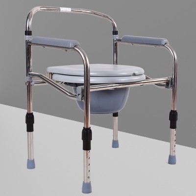 老人简易不锈钢坐便椅 龙森现货便盆坐便器孕妇老年可折叠坐便器