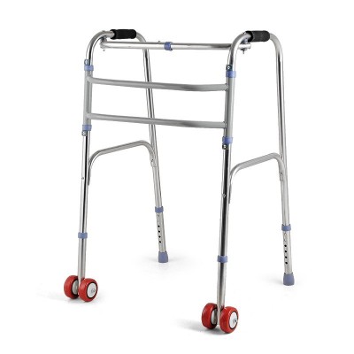 不锈钢拐杖助行器老人助步器带轮可折叠调高低残疾人助行器