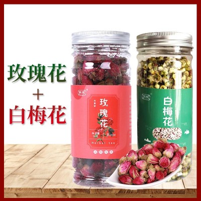 飒枫白梅花玫瑰花茶 罐装瓶装花茶 生花玫瑰茶 厂家