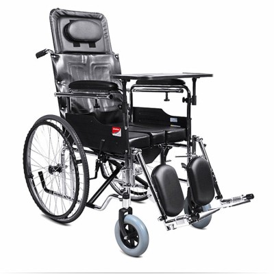鱼跃轮椅H008B全躺带坐便餐桌板可折叠轻便老人轮椅家用批发