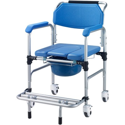轮式多功能坐便椅老人防水洗澡轮椅移动带轮马桶残疾人护理椅子