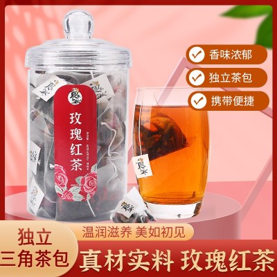 夏末初秋玫瑰红茶源头货源瓶装罐装重瓣红玫瑰红茶袋泡组合花茶叶