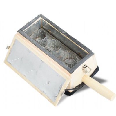 实木质三柱艾灸盒3孔插针三孔仪器木制温灸器具随身灸艾绒盒