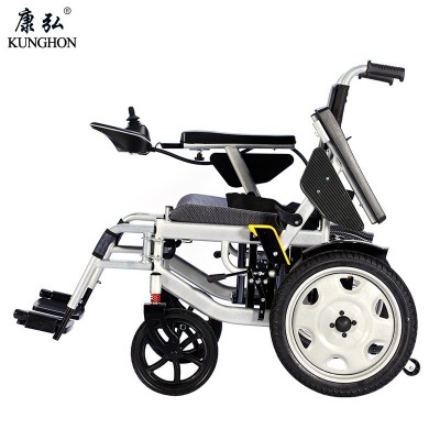 便携电动轮椅碳钢车架大功率有刷电机品牌电池手动全躺易折叠