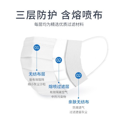 一次性医用口罩日常用品三层防护熔喷布医用口罩厂家批发十片袋装图4