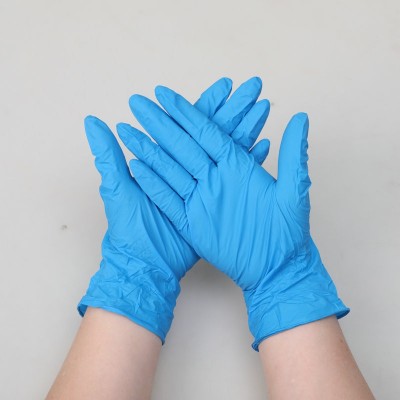一次性丁腈手套 无粉加厚蓝色一次性丁晴防护食品级手套厂家批发