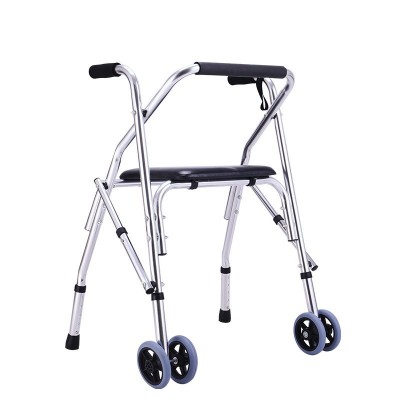 卓瑞带座助行器 老人铝合金带轮四脚拐杖残疾人拐棍助步器带坐板