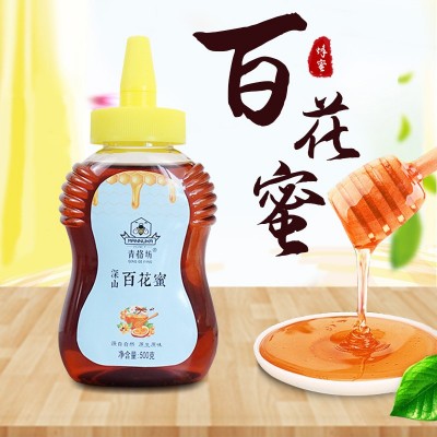 格瑞雅500g百花蜂蜜尖嘴自吸式液态蜂蜜批发团购蜜瓶装