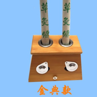 碳化竹制一代双孔艾灸盒加厚可控烟温灸盒艾柱艾条温灸器具