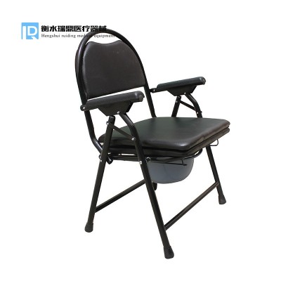碳钢加厚软面黑坐便椅 移动式带盖便盆坐便椅 品质保障