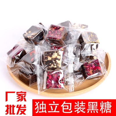 云南黑糖手工熬制老红糖生姜玫瑰独立包装黑糖批发市场流通货