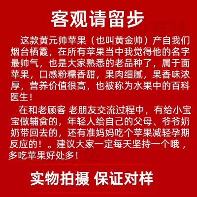 厂家现货黄金帅苹果 5斤粉面软面黄元帅 整箱辅食新鲜黄元帅苹果图3