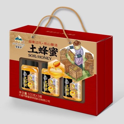 土蜂蜜礼盒500克x3瓶/盒农家过节拜年送礼伴手礼结婚送蜂蜜