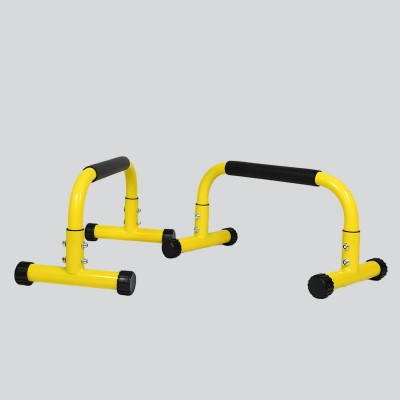 小型钢管俯卧撑架黄色不锈钢圆柱底座防滑支架家用健身锻炼器材