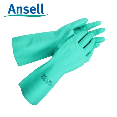 安思尔37-176/165耐酸碱工业加厚长防化耐油劳保丁腈橡胶防护手套