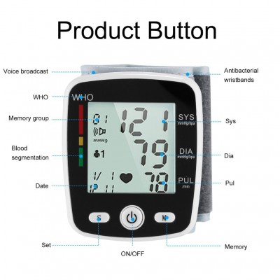 中英文电子血压计家用手腕式USB充电语音外贸血压测量仪器血压表图2